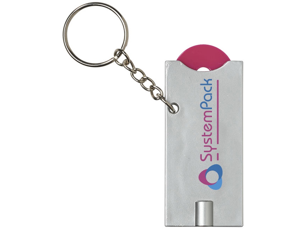 Брелок-держатель для монет Allegro с фонариком, фуксия/серебристый-4