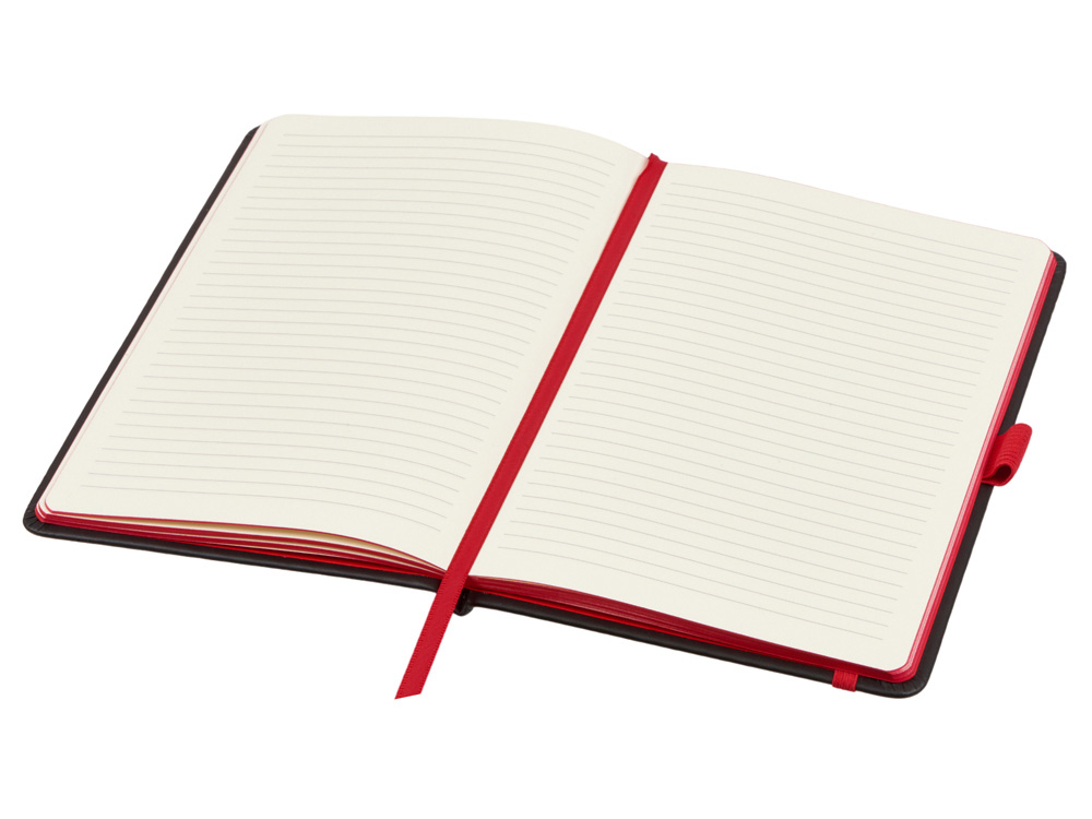 Блокнот ColorNote Black, твердая обложка A5, 80 листов, черный с красным-1