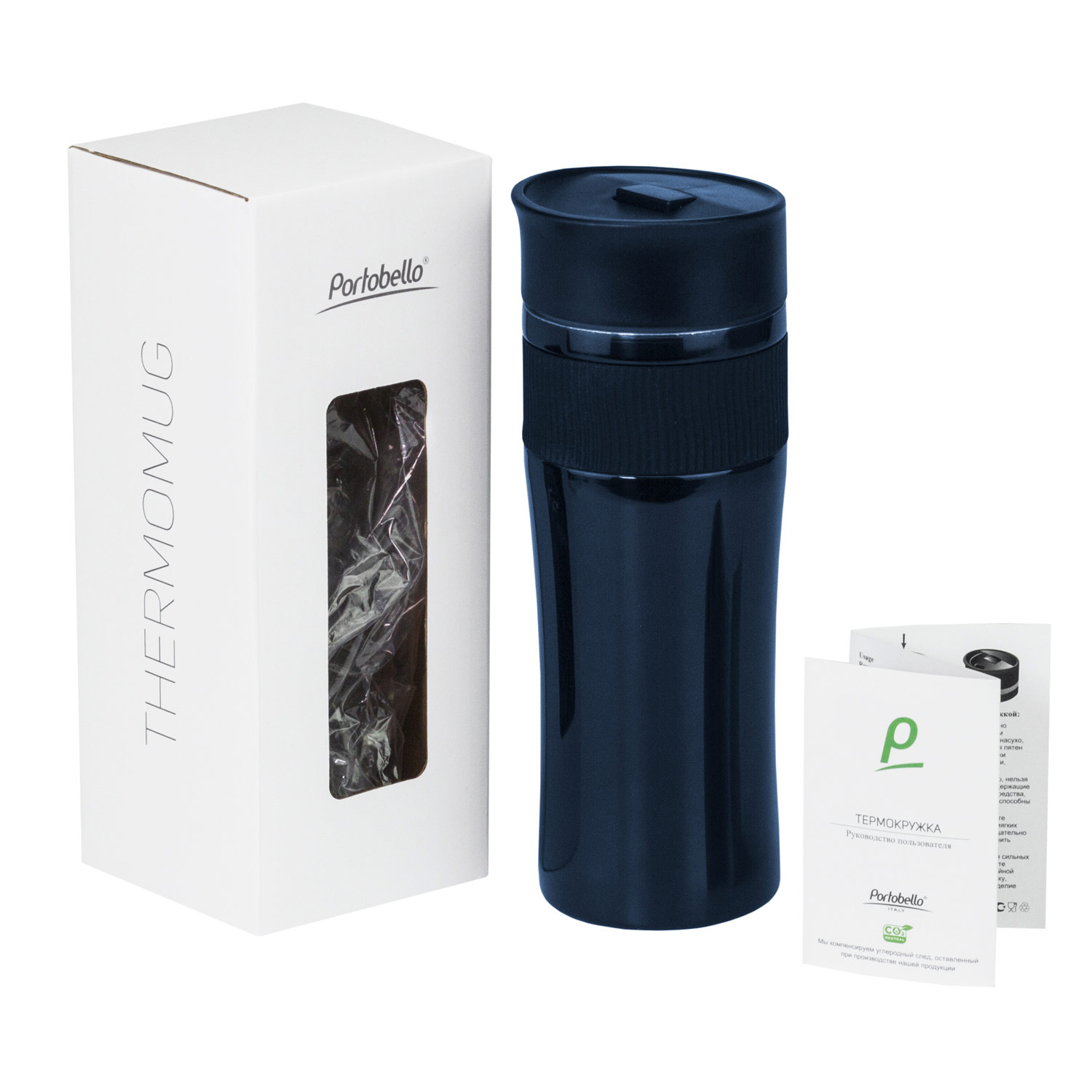 Термокружка вакуумная Polo, синяя-6