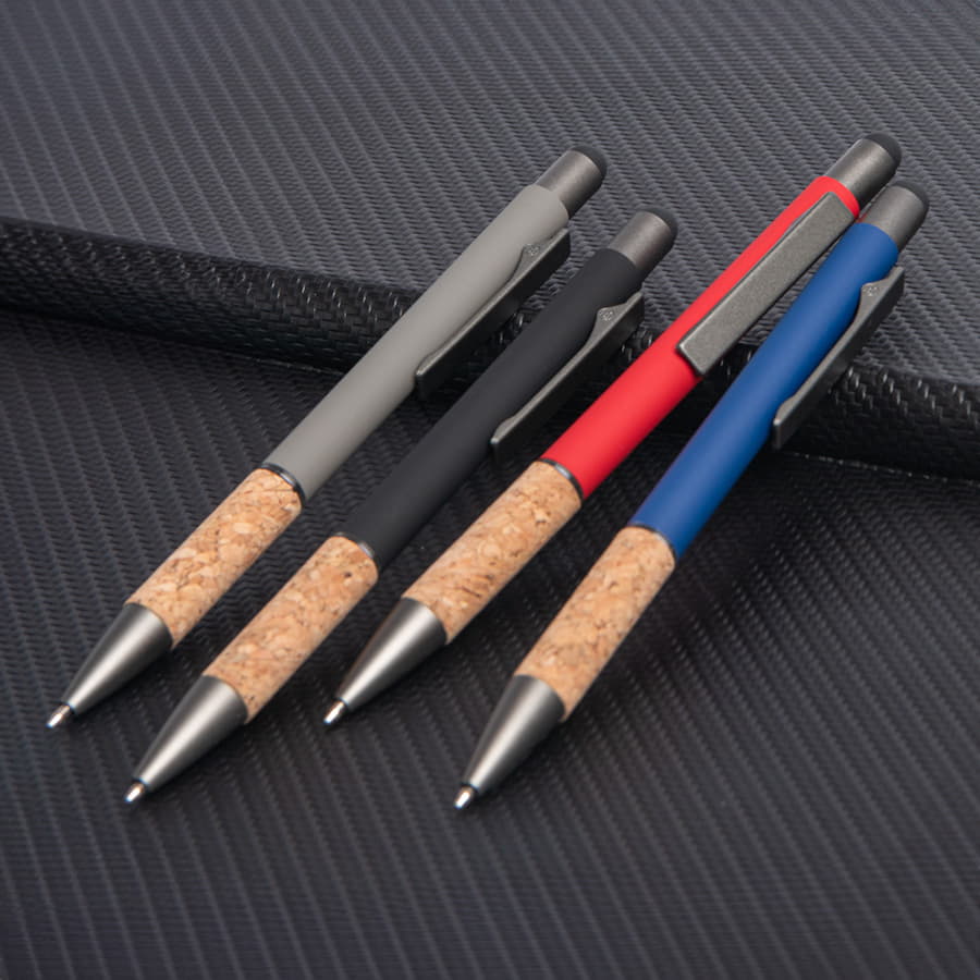 Ручка шариковая FACTOR GRIP со стилусом, красный, серый-7