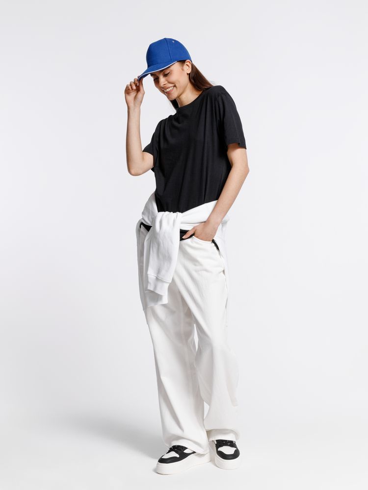 Бейсболка Classic, ярко-синяя с белым кантом-5