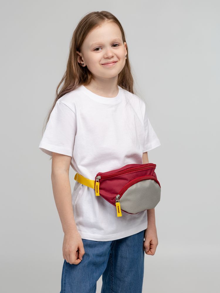 Поясная сумка детская Kiddo, бордовая с серым-2