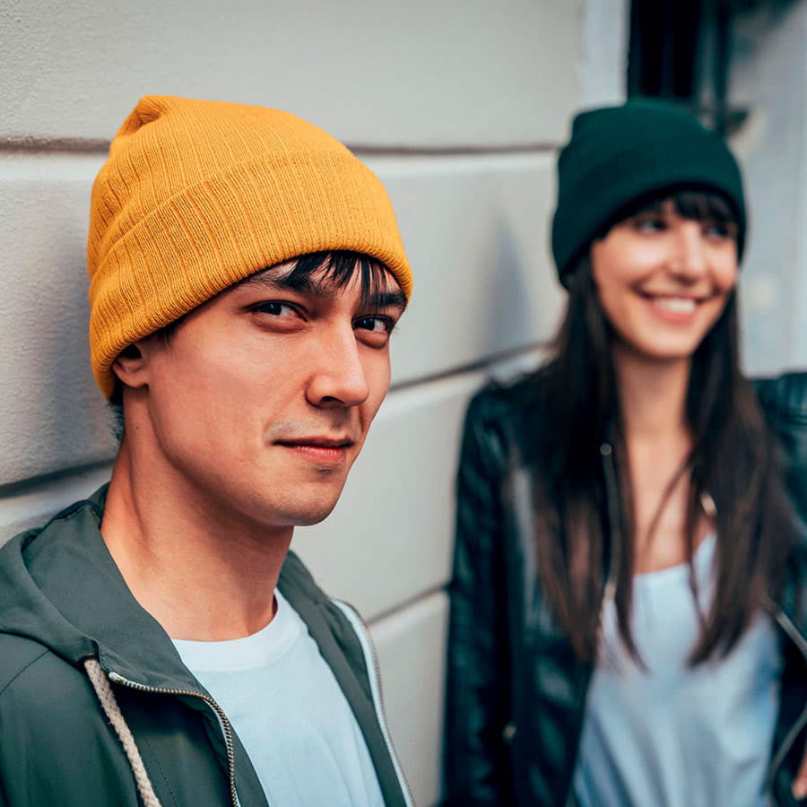 Шапка вязаная RIO с отворотом из материала rPET/рециклированного полиэстера, тёмно-серый меланж-1