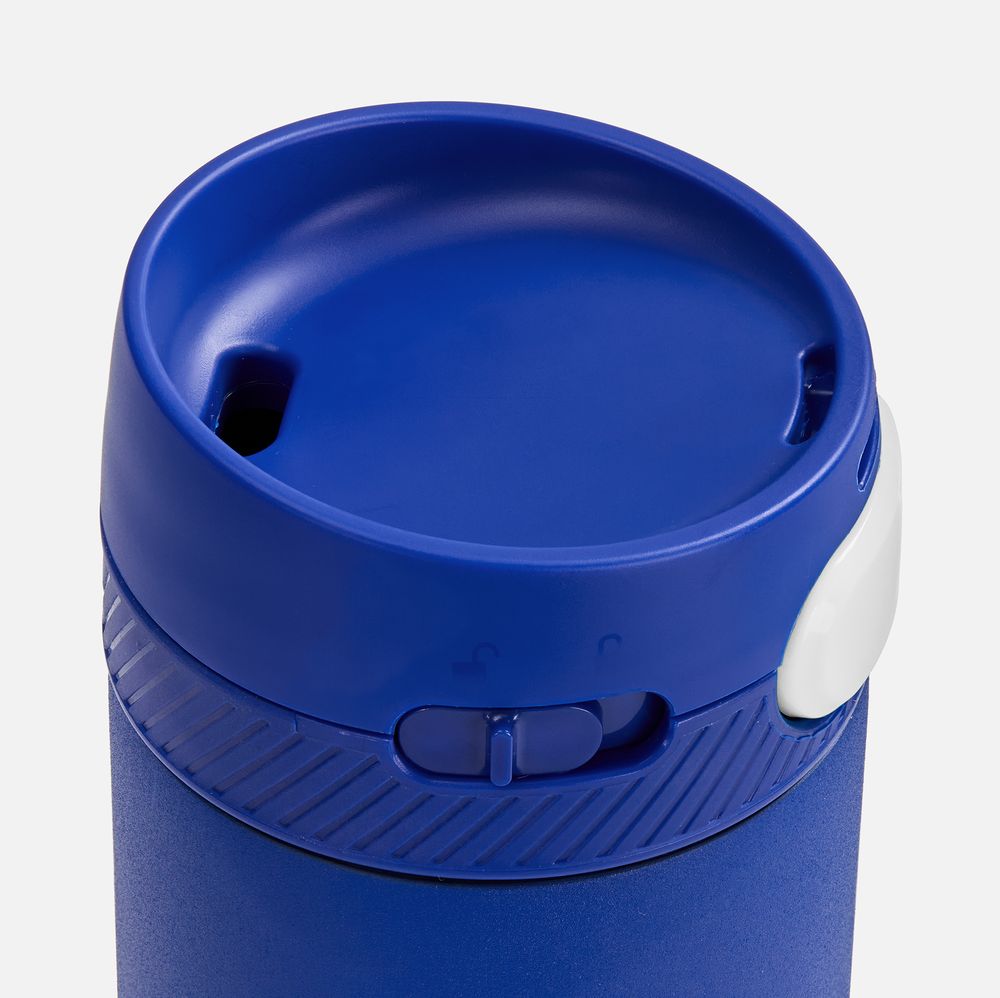 Термостакан X1 с цветной кнопкой, синий с белым-1