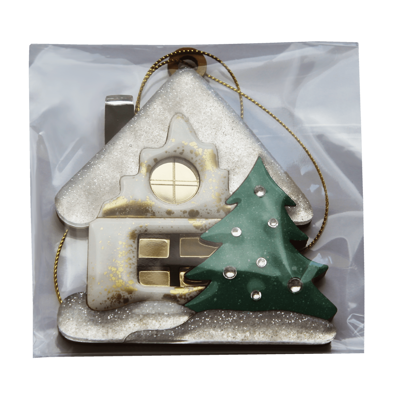 Ёлочная игрушка Домик (белый)-5