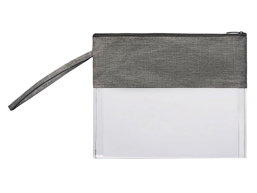 Косметичка из PVC и ткани Leony, прозрачный/темно-серый-3