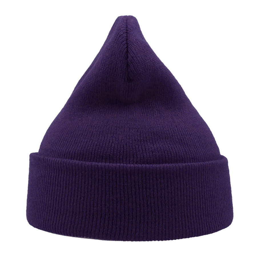 Шапка вязаная  двойная WIND с отворотом, фиолетовый-2