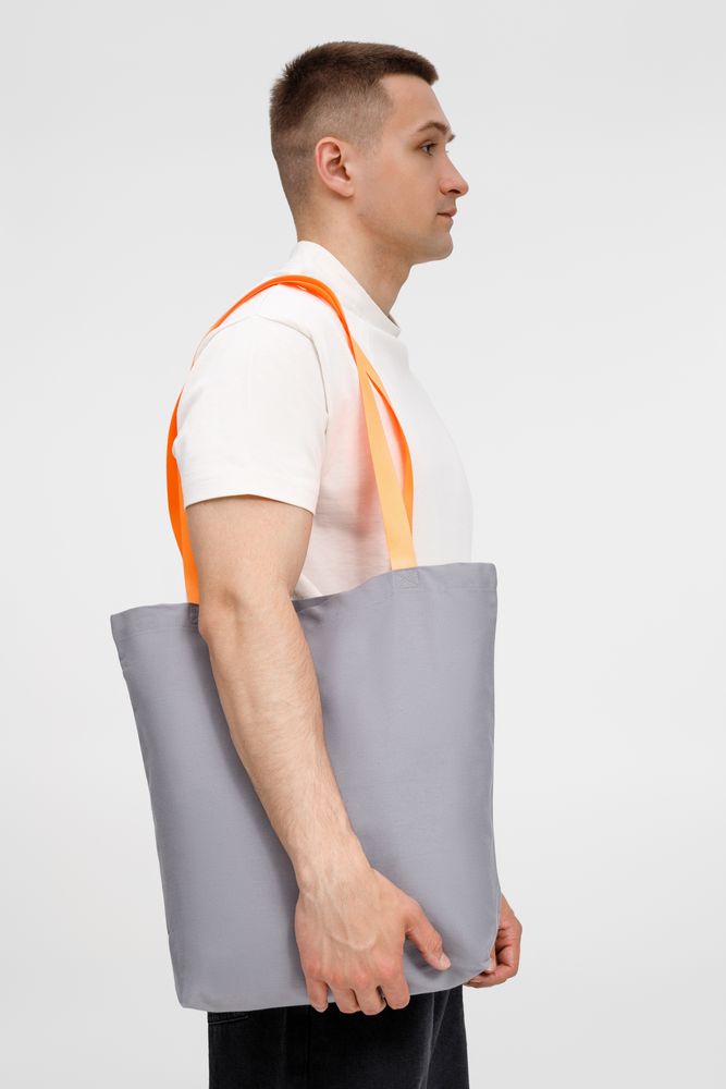 Шопер B5, серый с оранжевыми ручками-1
