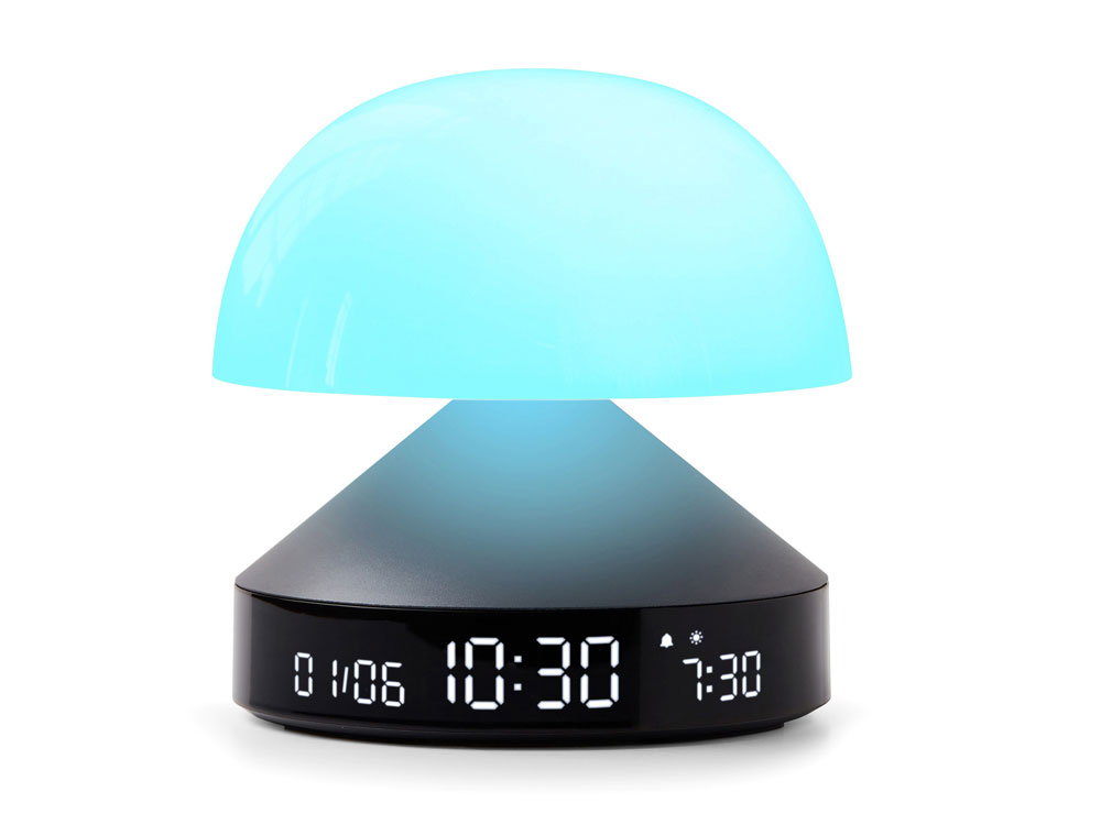 Светильник с часами и световым будильником Mina Sunrise, темно-серый-9