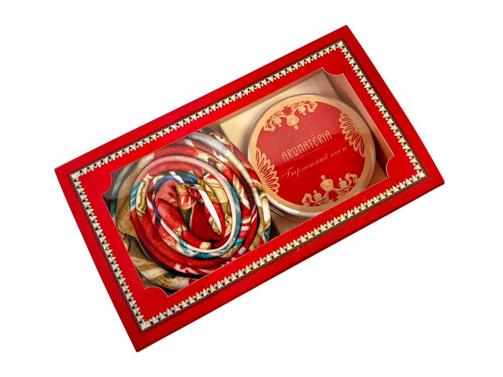 Набор: платок Кремль – Москва и свеча Бархатный пион-1