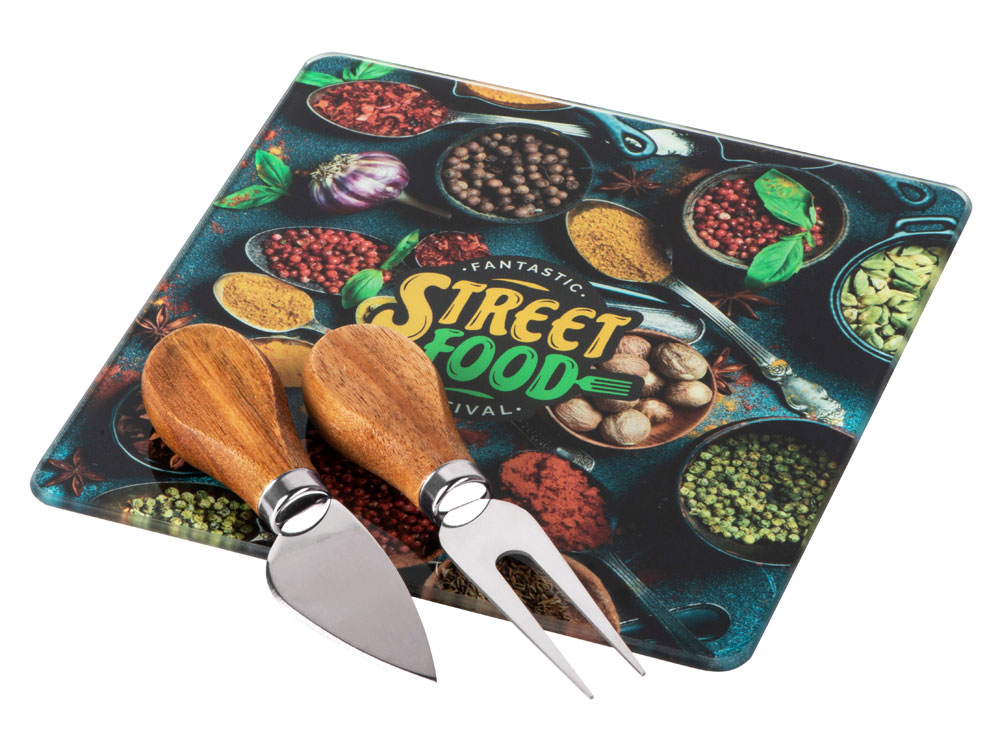 Набор для сыра Dorblue из стеклянной доски и вилки с ножом-10