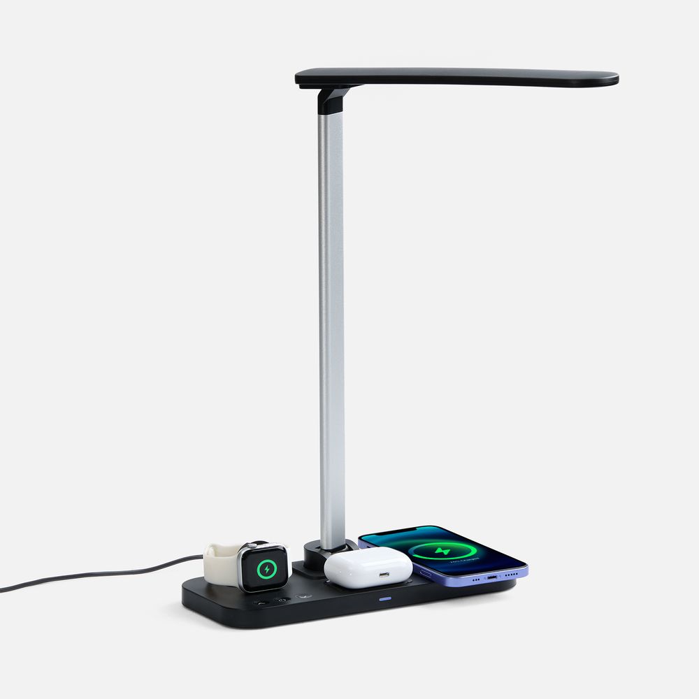 Настольная лампа с беспроводной зарядкой Power Light, черная-0