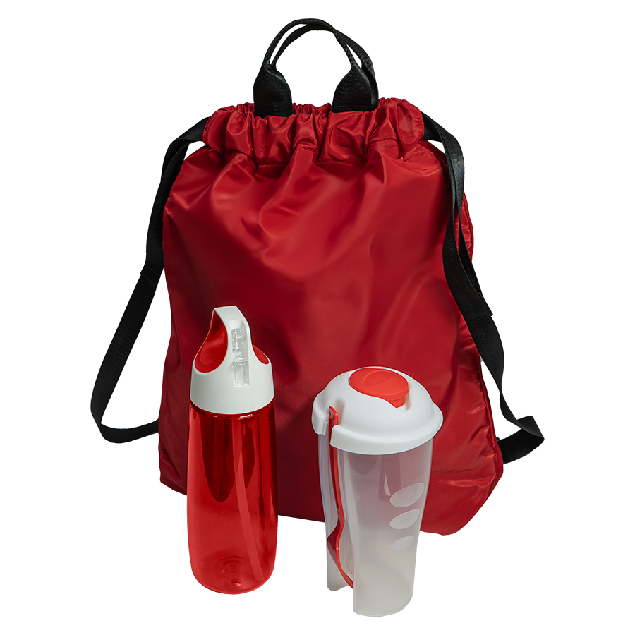 Набор подарочный FITKIT: бутылка для воды, контейнер для еды, рюкзак, красный, красный-0
