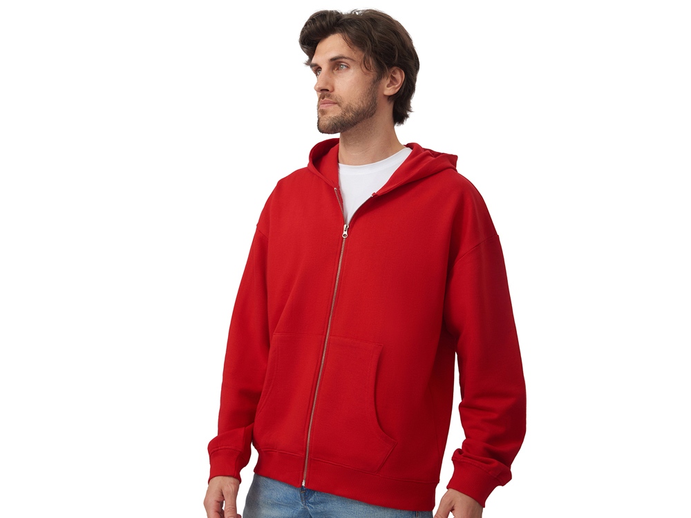 Толстовка оверсайз с капюшоном на молнии Monaco, красный-3