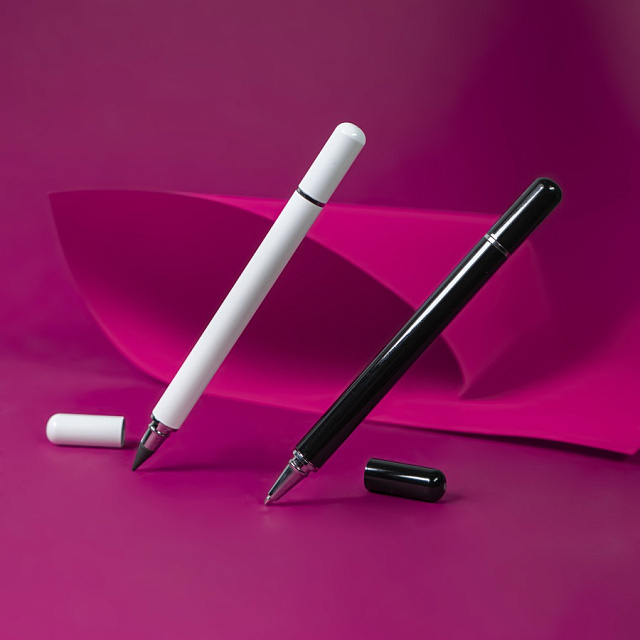 Ручка шариковая + карандаш вечный 2 в 1, белый-9