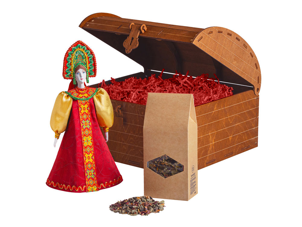 Подарочный набор: кукла фарфоровая, чай Малина с мятой, красный-4