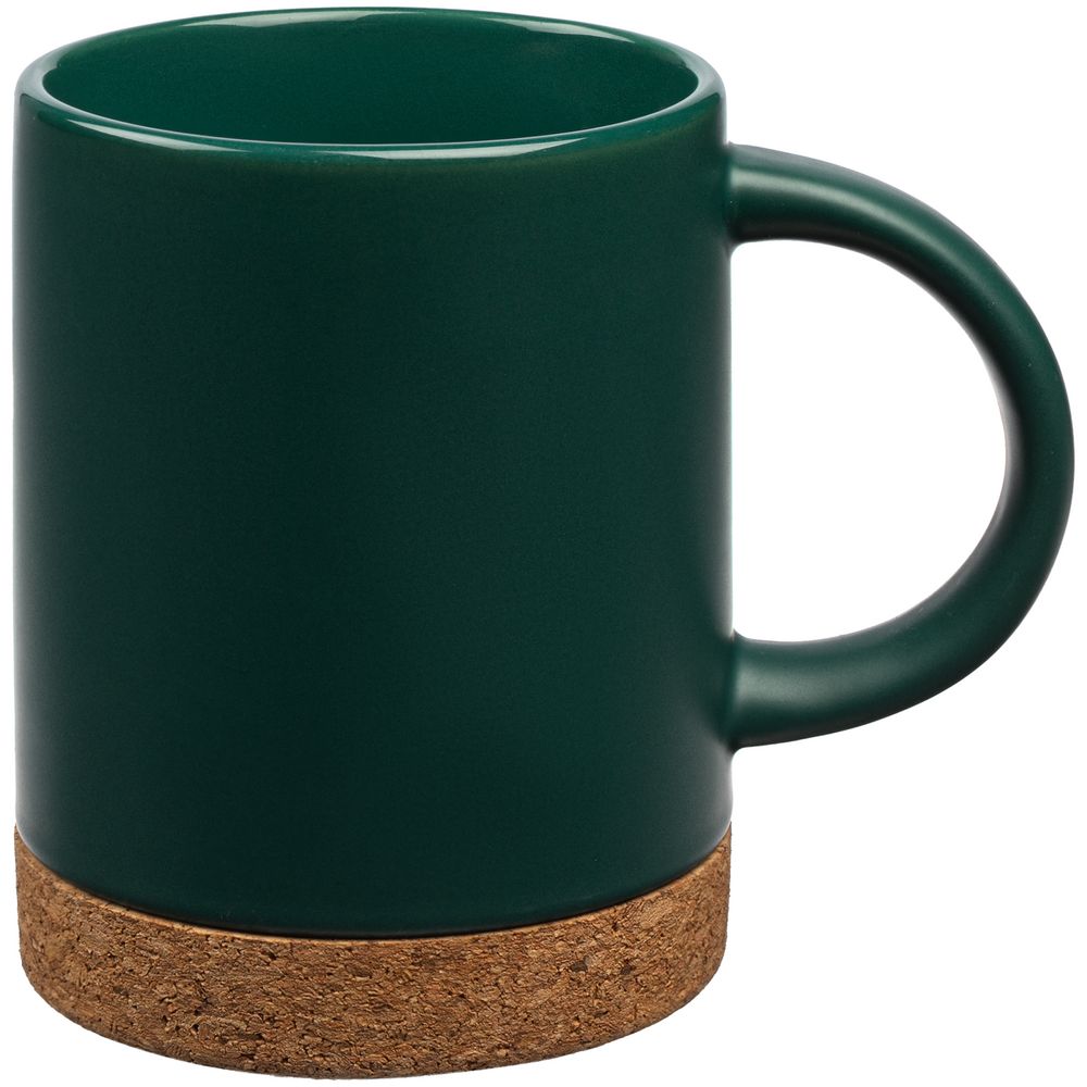 Кружка с пробковой подставкой Corky, зеленая-0