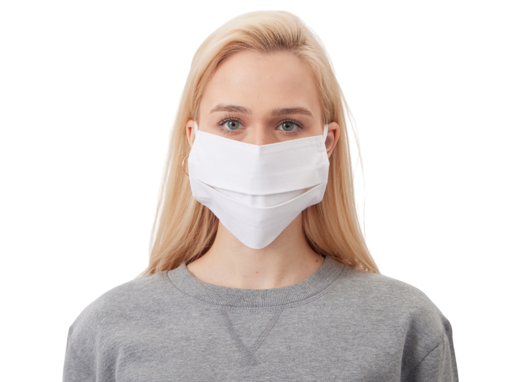 Маска для лица многоразовая из хлопка, белый-3