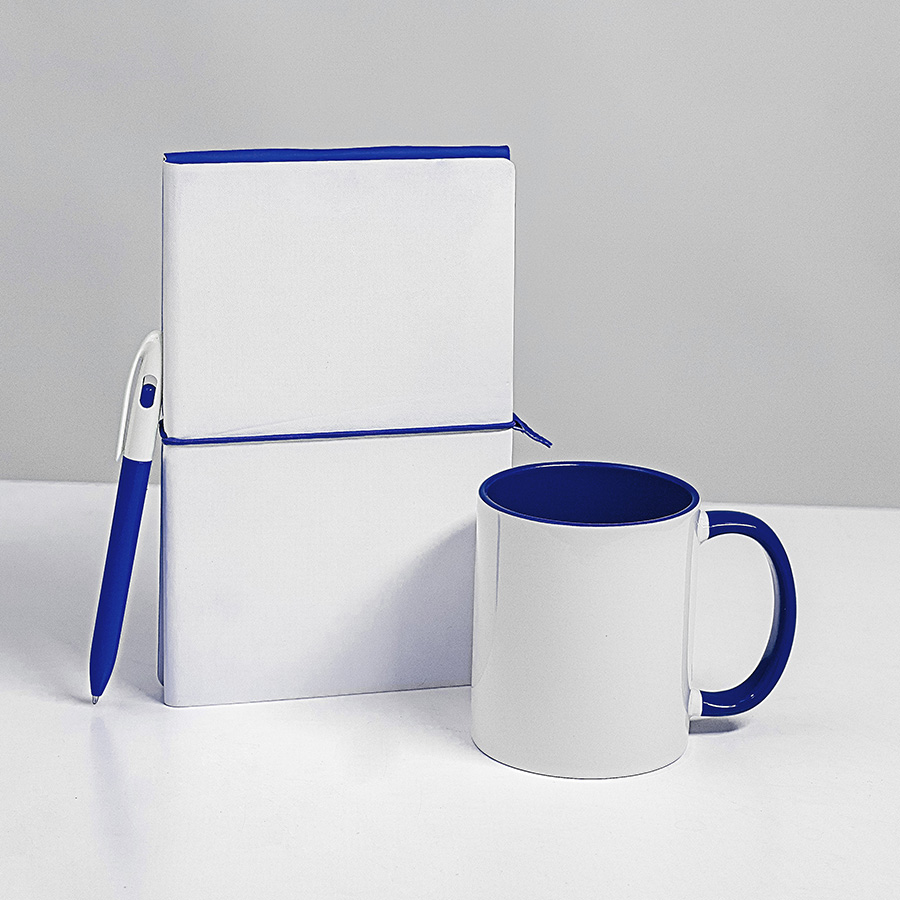Набор подарочный WHITE VEIL: блокнот, ручка, кружка; белый/темно-синий, белый, темно-синий-1