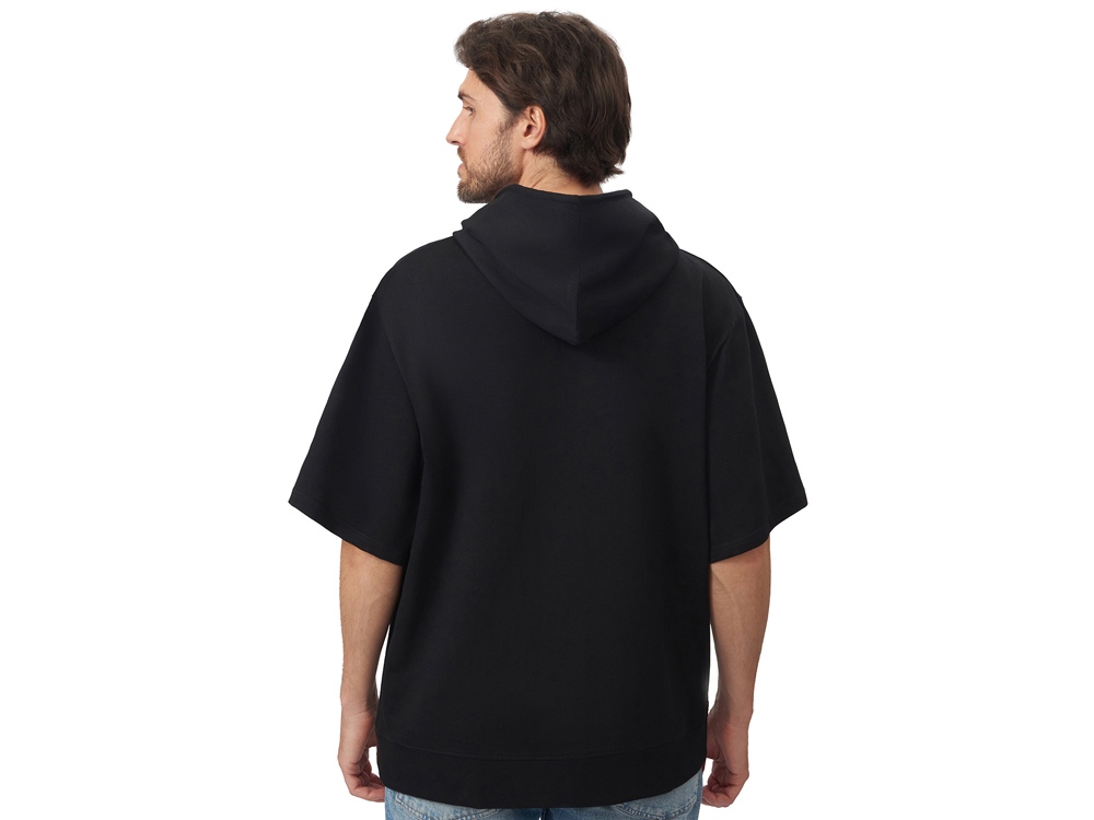 Худи оверсайз с коротким рукавом Warsaw унисекс, черный-4