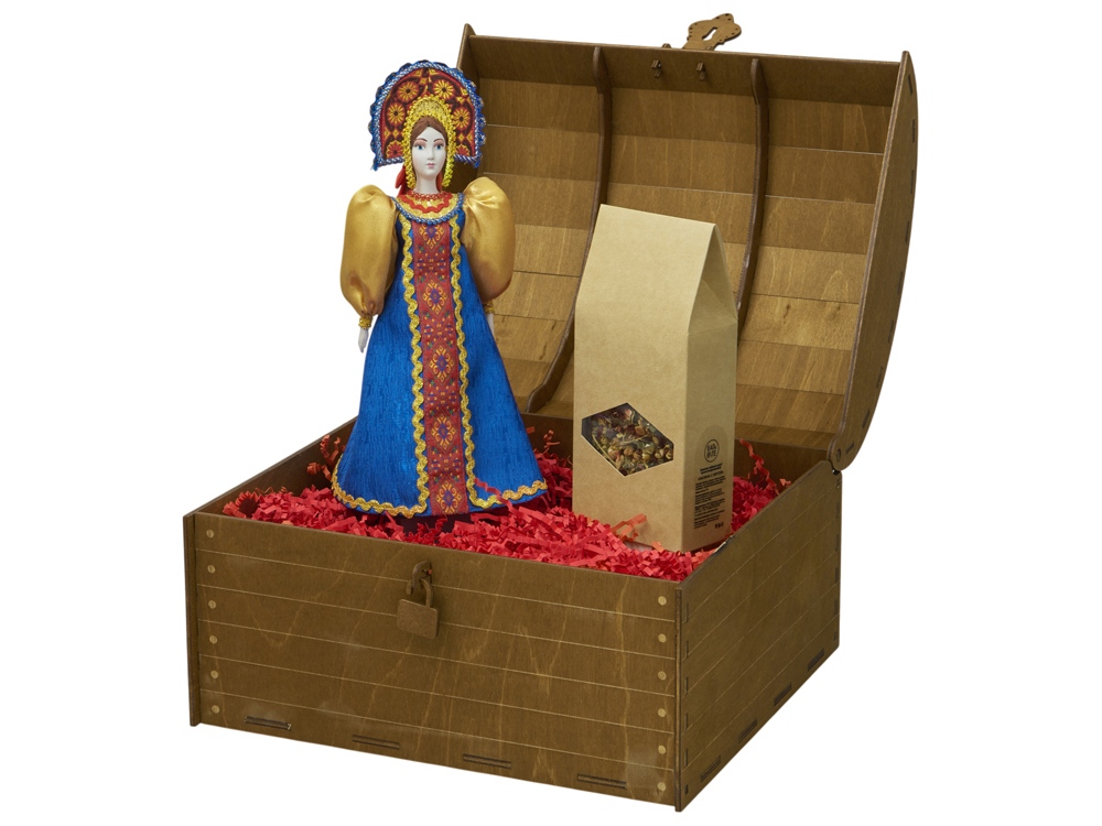 Подарочный набор: кукла фарфоровая, чай Малина с мятой, синий-2