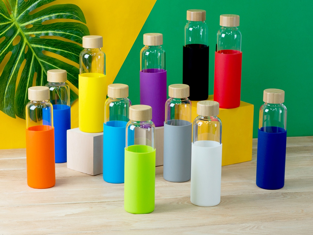 Бутылка для воды стеклянная Refine, в чехле, 550 мл, оранжевый-8