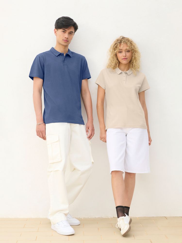 Рубашка поло унисекс Pulse, синяя (джинс)-3