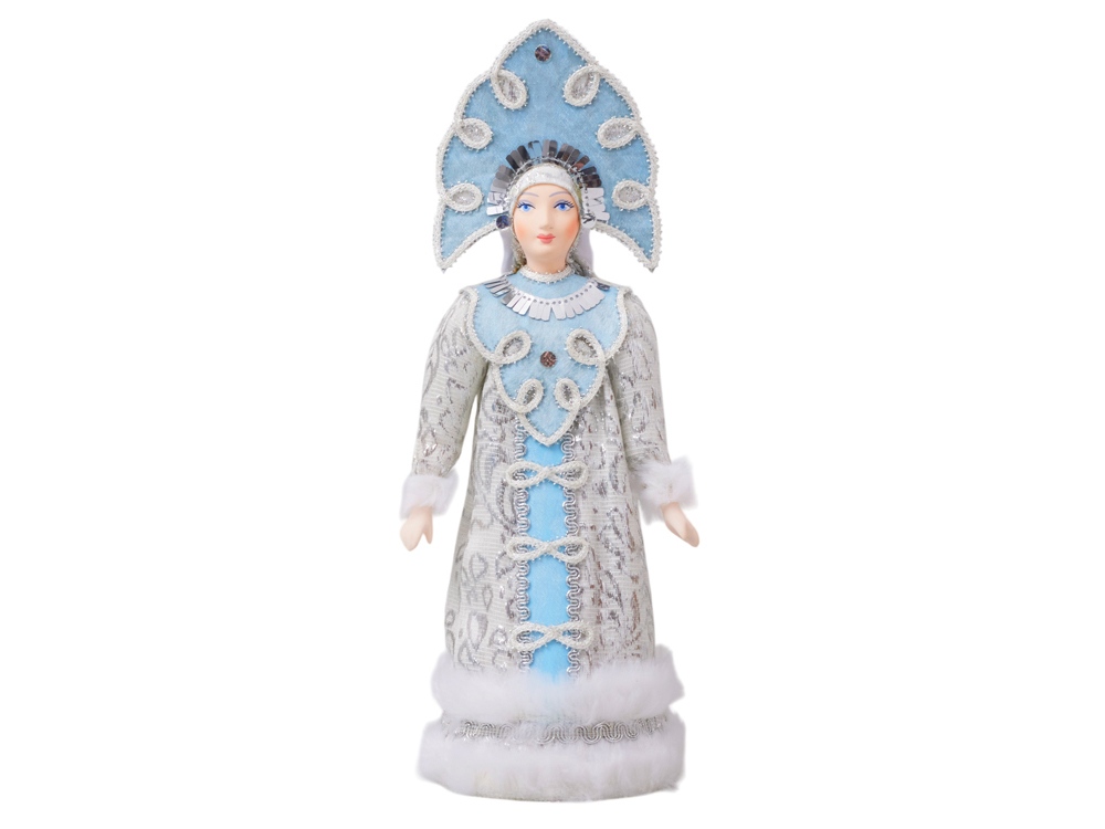 Подарочный набор: кукла фарфоровая, плед флисовый, голубой/синий-5