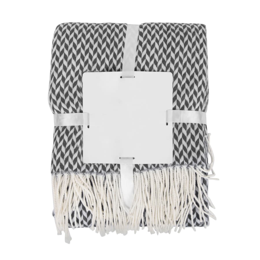 Плед VILLAGE, 130х150 см, акрил 220гр/м2, серый, белый-3