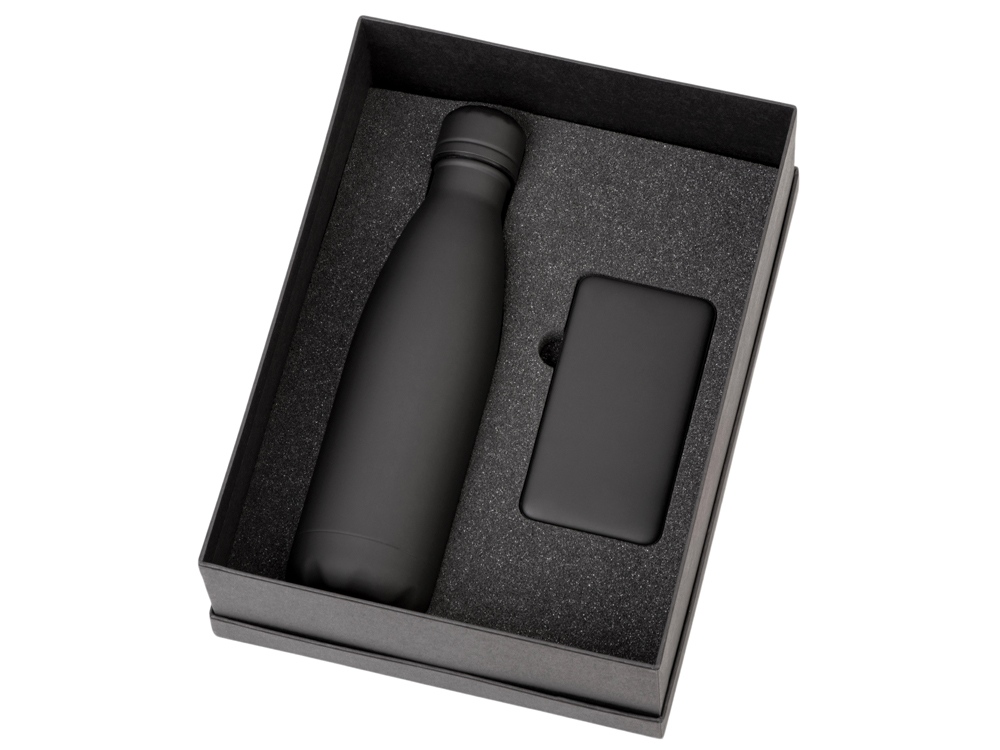 Подарочный набор с термобутылкой и повербанком С1, 5000 mAh, черный-1