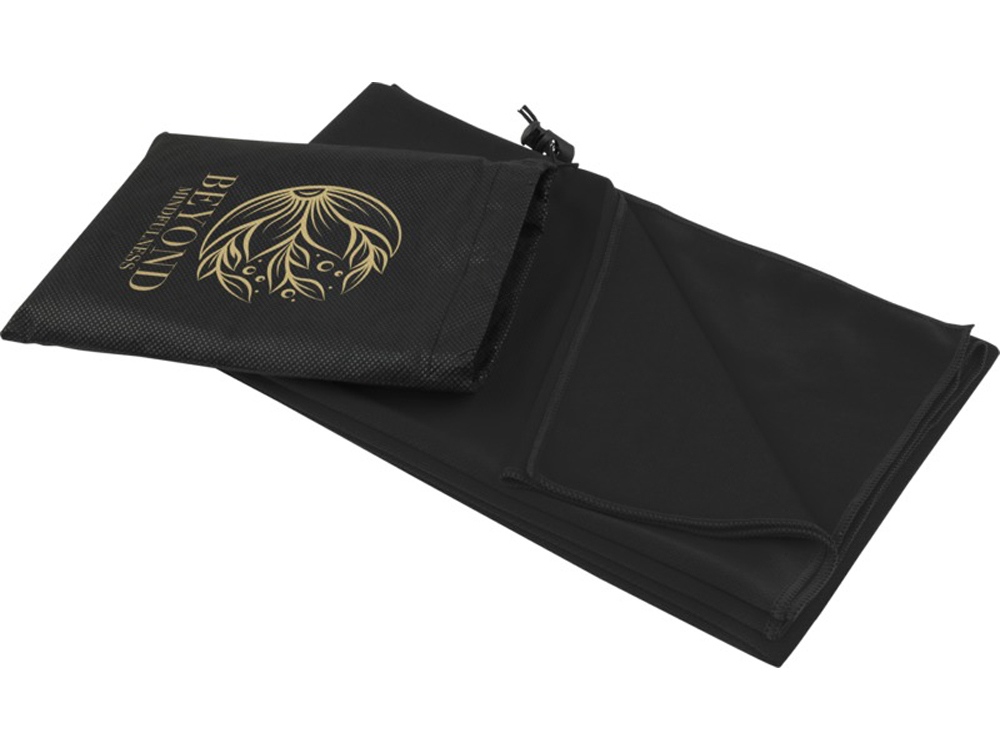 Lucas спортивное полотенце из переработанного полиэстера 70х140 см - сплошной черный-5