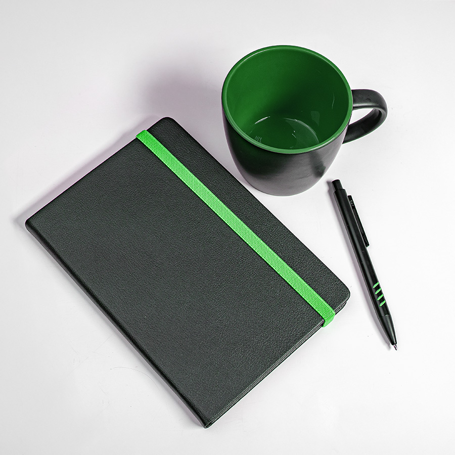 Набор подарочный HYPER: кружка, ежедневник, ручка; черный/зеленый, черный, зеленый-1