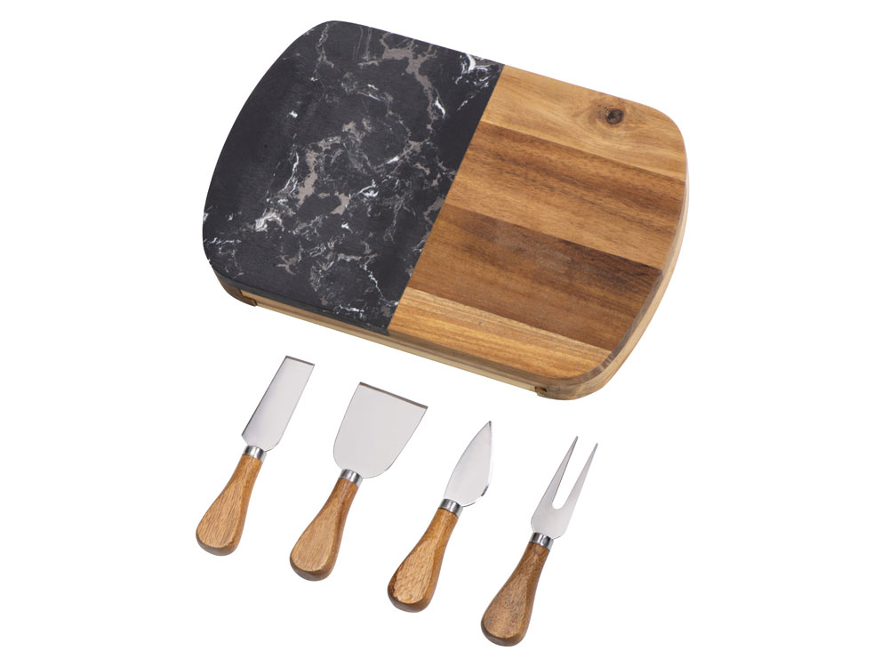 Набор для сыра в подарочной коробке из акации и мрамора Date-2