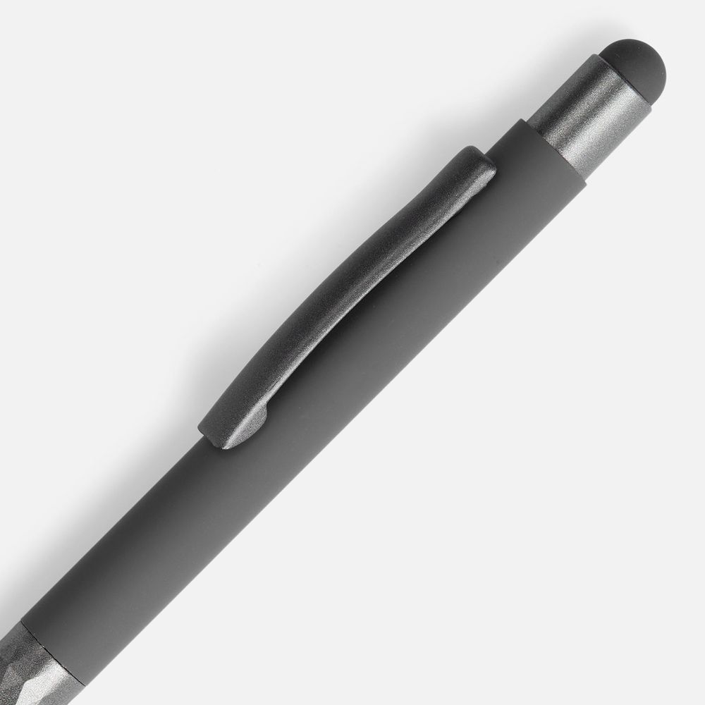 Ручка шариковая Digit Soft Touch со стилусом, серая-1