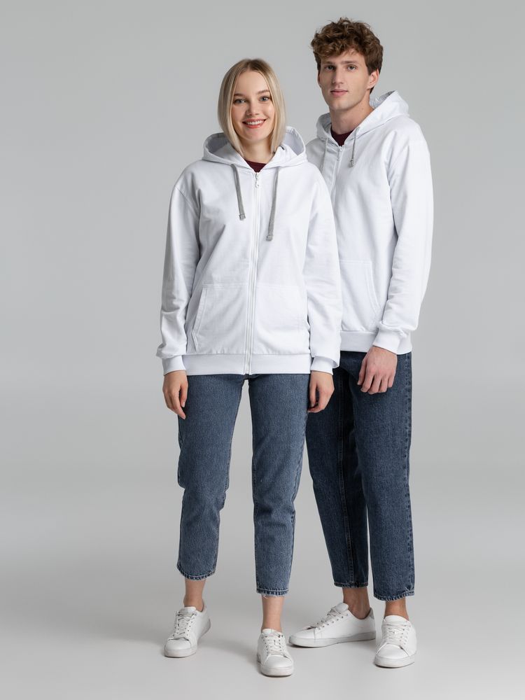 Толстовка на молнии с капюшоном Unit Siverga, белая-5
