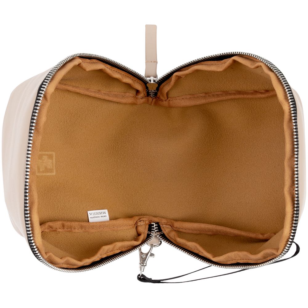 Дорожная косметичка Cubo, бежевая с логотипом-5