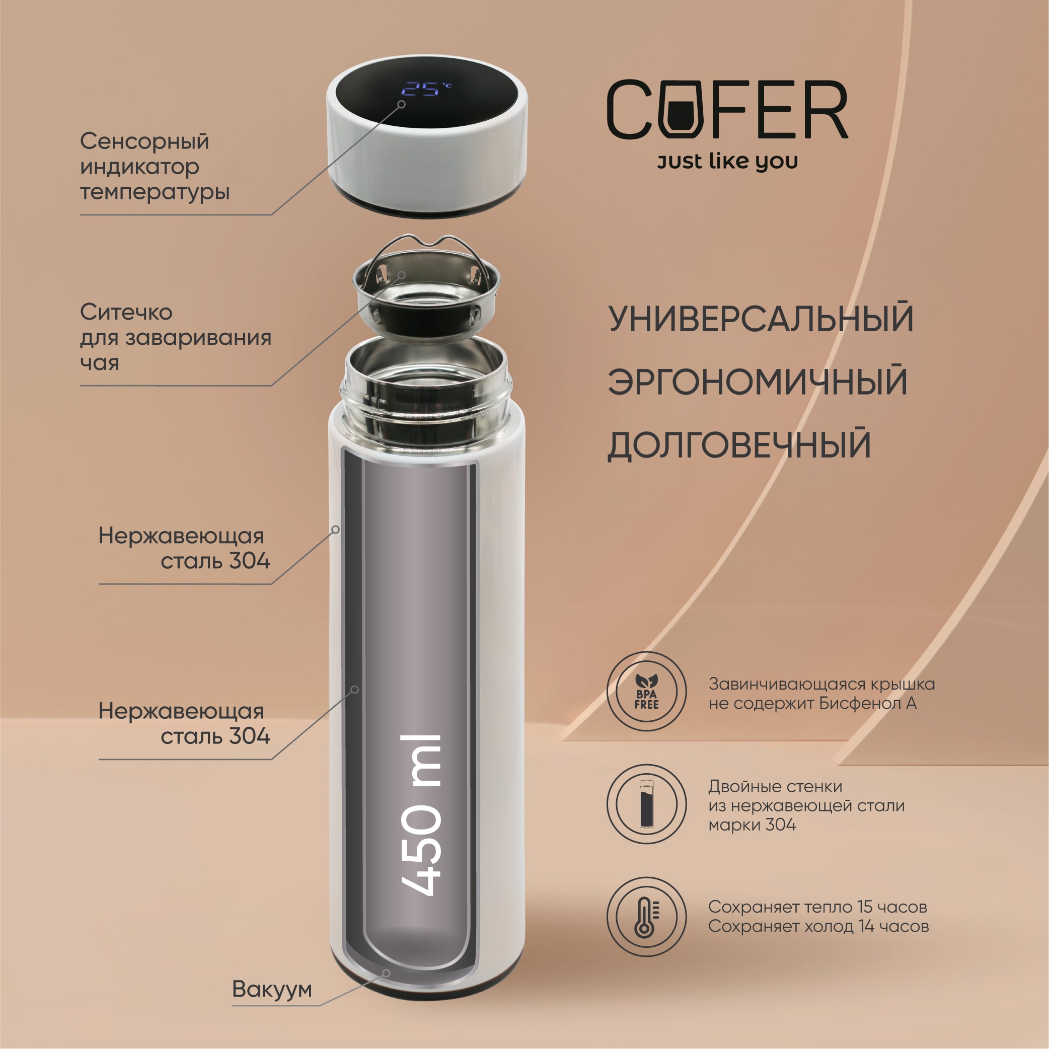 Термос Reactor гальванический c датчиком температуры  (синий)-4