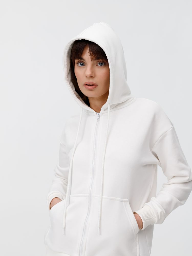 Толстовка унисекс оверсайз на молнии Zippy Terry, белая-4