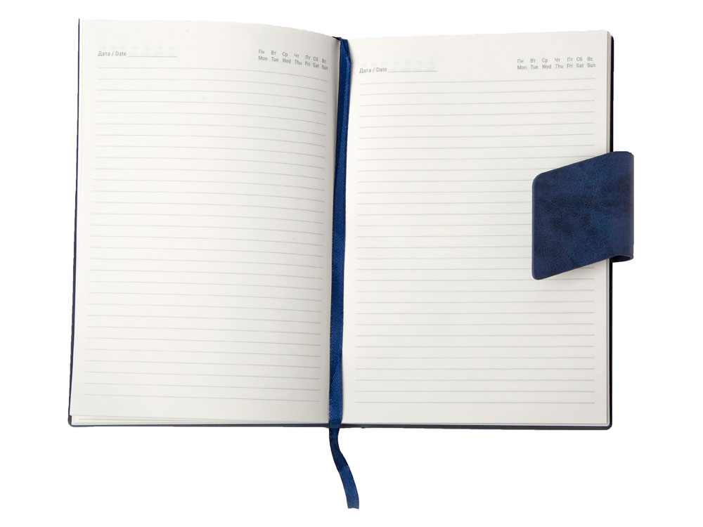 Бизнес блокнот А5 Monoi с клапаном, твердая обложка, 128 листов, темно-синий-4