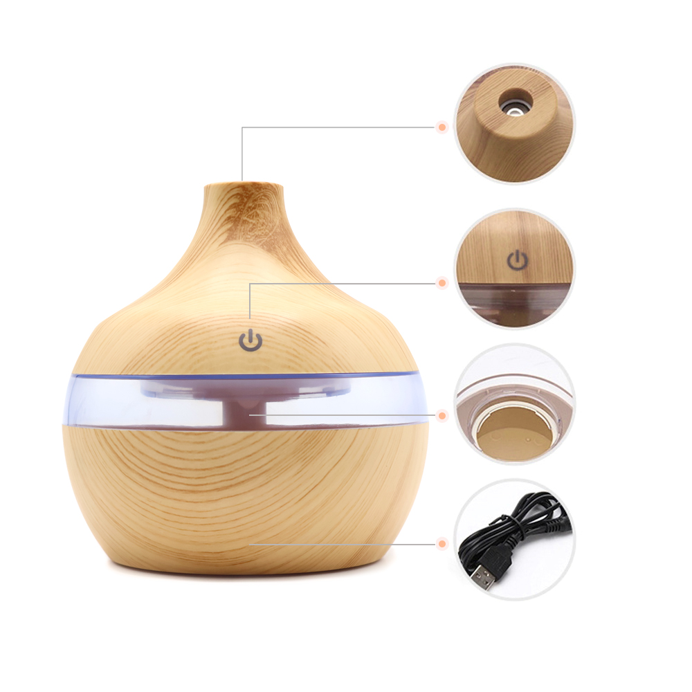 Светодиодный USB арома увлажнитель Holz, Коричневый-1