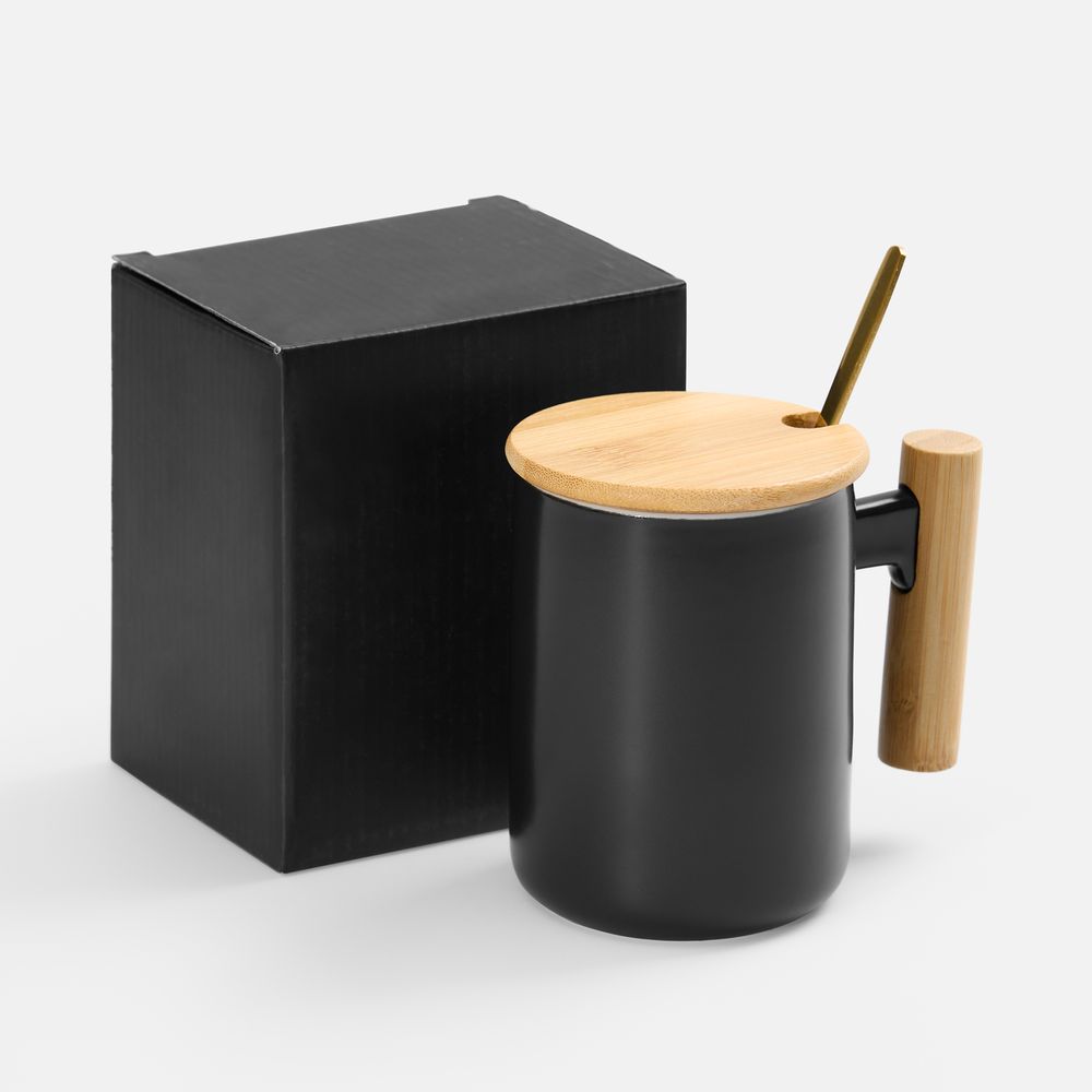 Кружка с ложкой Eco Fusion, черная-4