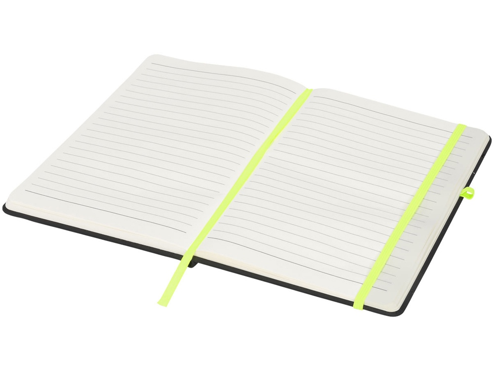 Блокнот Noir среднего размера, черный/лайм-3
