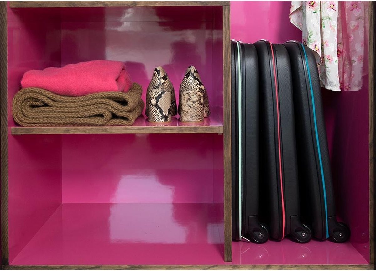 Чемодан складной Rollink Earth 55x40x20 см, 2 колеса, черный/синий-21