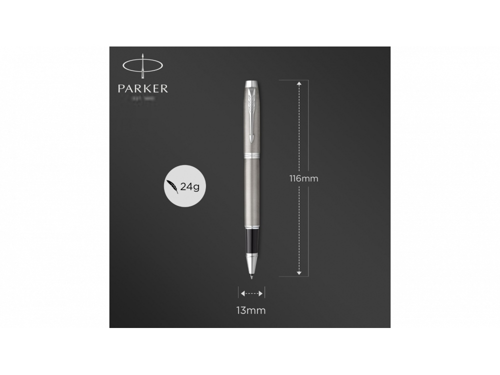 Ручка-роллер Parker IM Stainless Steel CT, стержень: F, цвет чернил: black, в подарочной упаковке-4