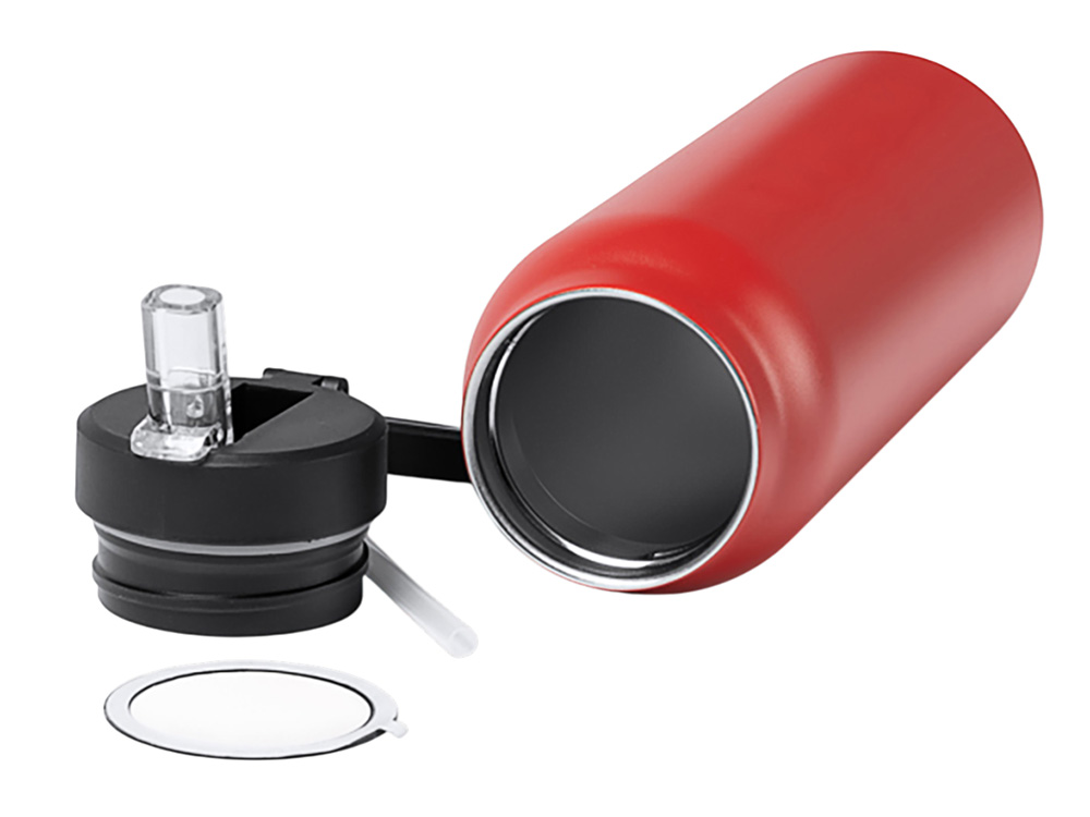 Термобутылка Хэйду с двойными стенками и корпусом из переработанной нержавеющей стали, красный-2