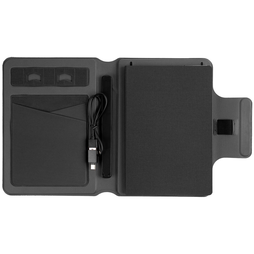 Органайзер с блокнотом и аккумулятором Oiro, черный-5