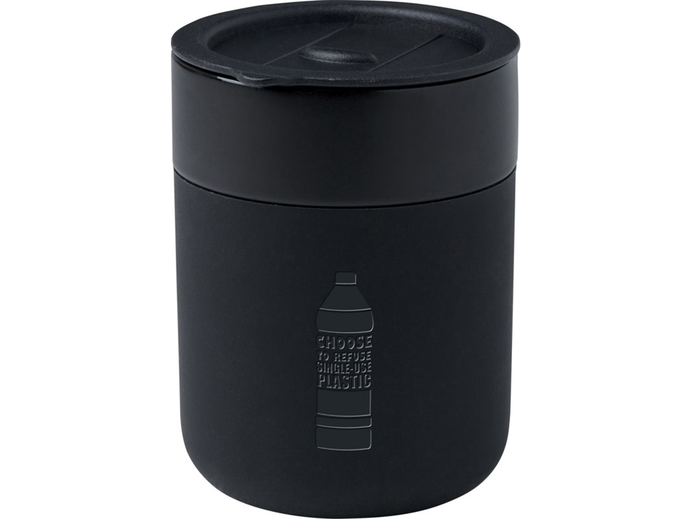 Java керамическая кружка емкостью 330 мл с силиконовой оберткой и пластиковой крышкой - сплошной черный-4