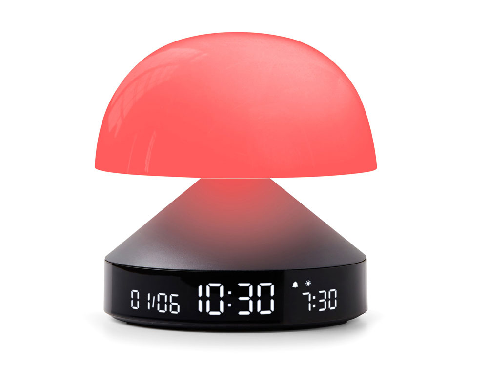 Светильник с часами и световым будильником Mina Sunrise, темно-серый-4