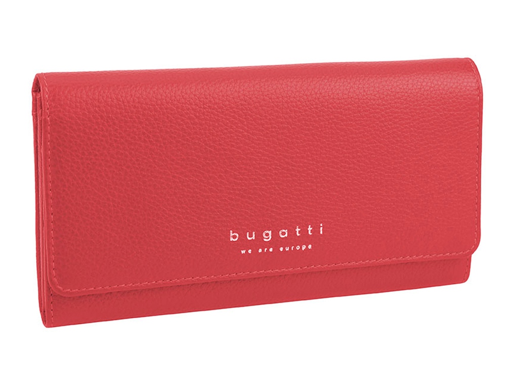 Кошелёк женский BUGATTI Linda, красный, натуральная воловья кожа, 19х3х10 см-0