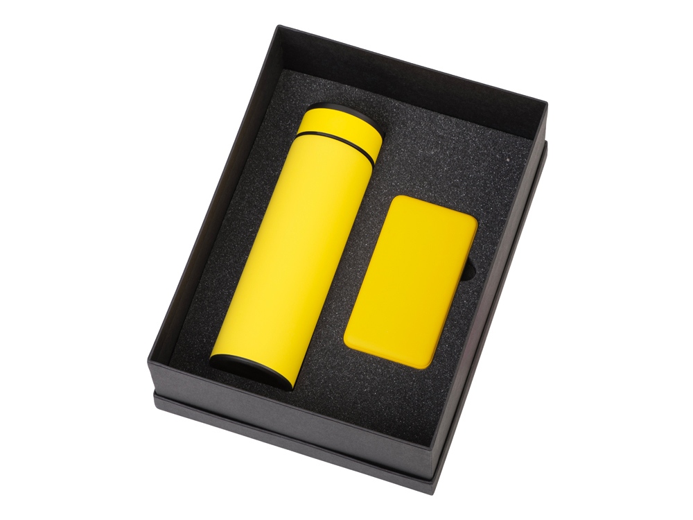 Подарочный набор с термосом и повербанком С2, желтый-1